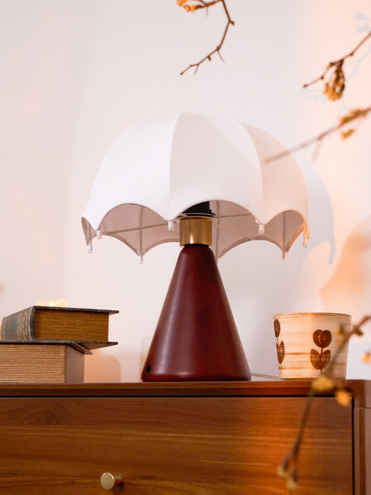 Lampa stołowa Parasol z drewna