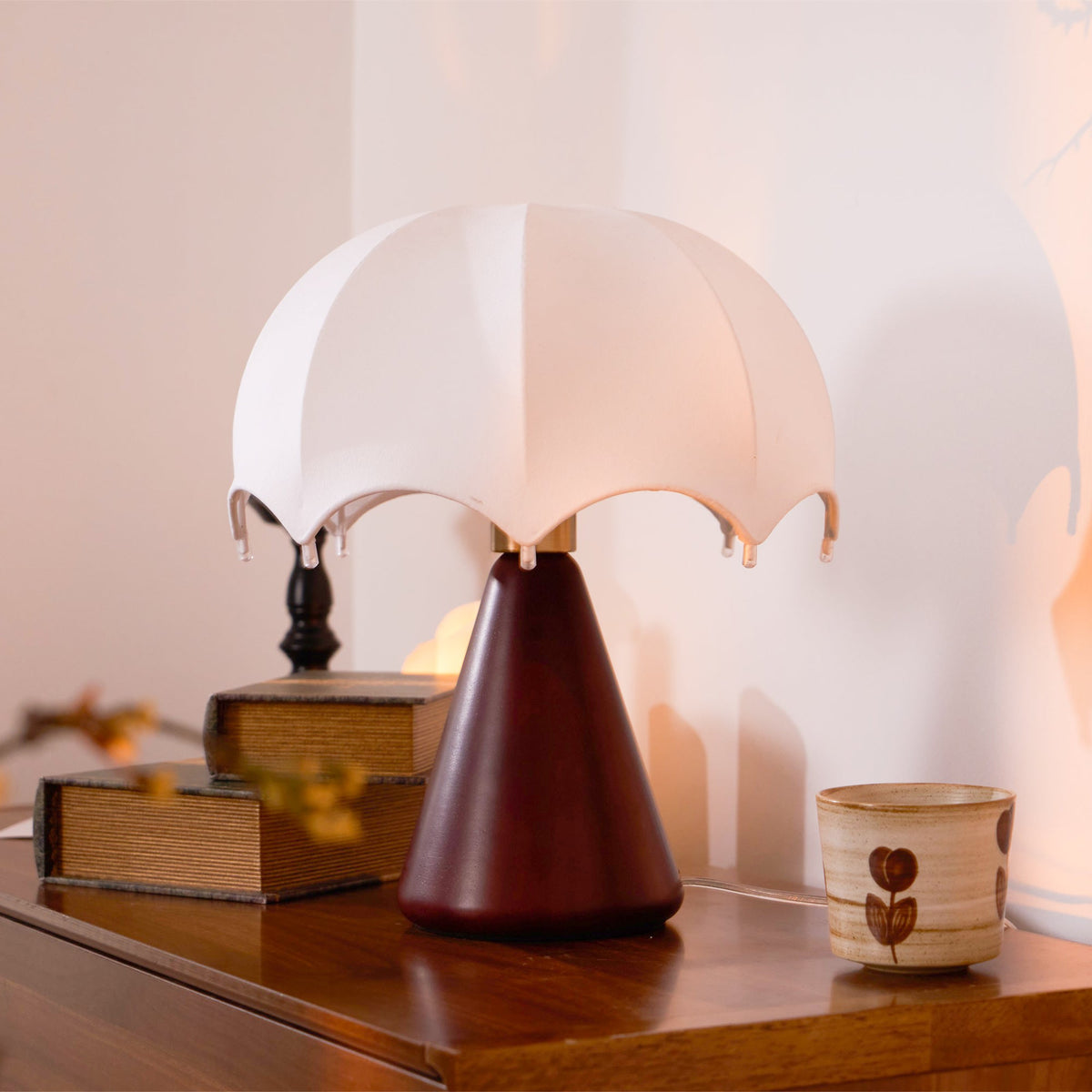 Lampa stołowa Parasol z drewna