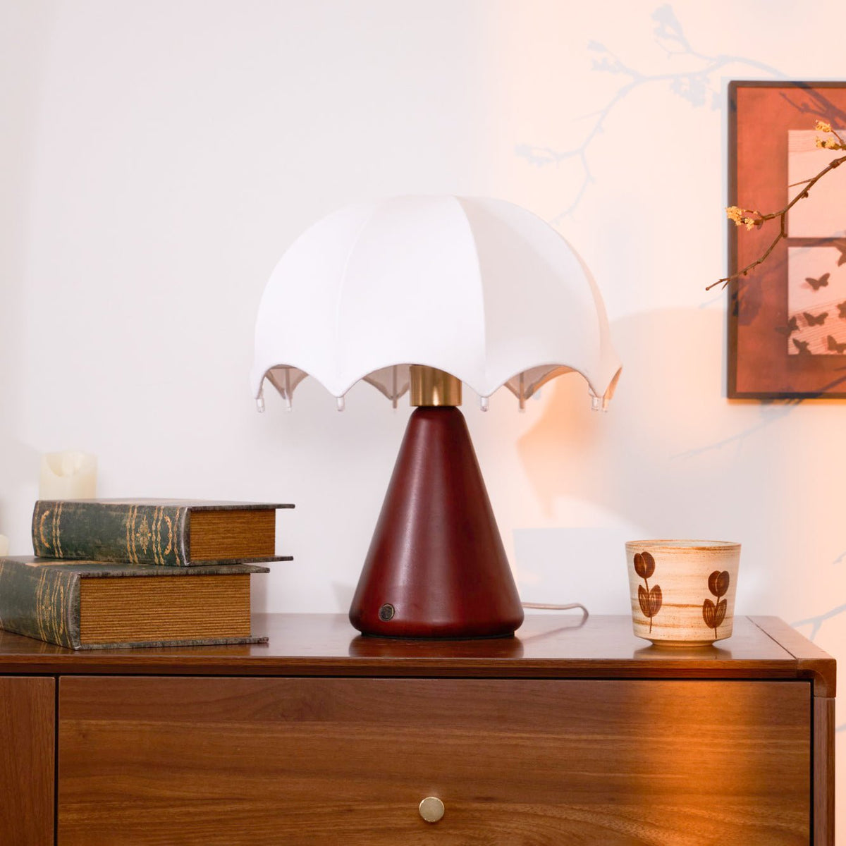 Lampa stołowa Parasol z drewna