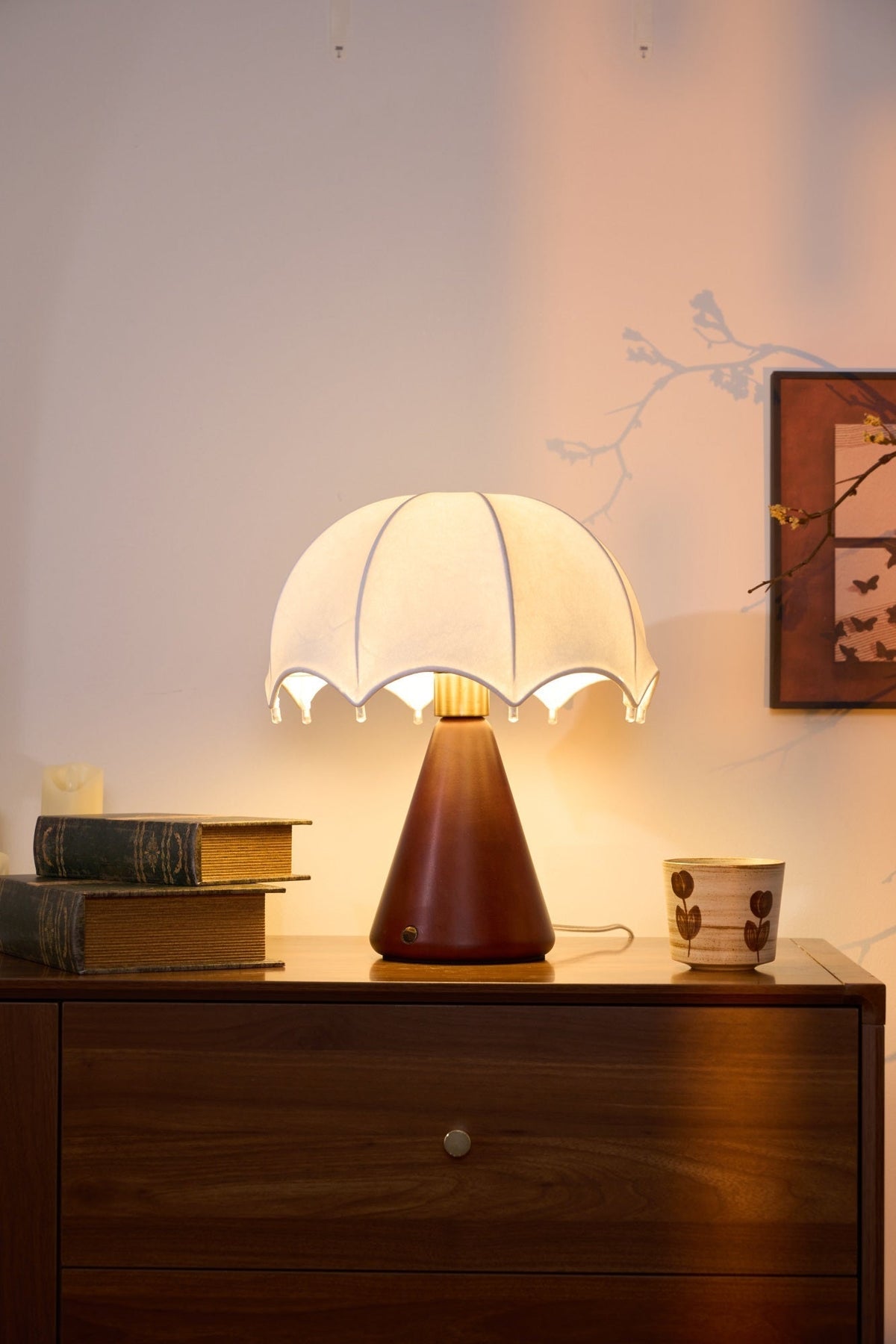 Lampa stołowa Parasol z drewna