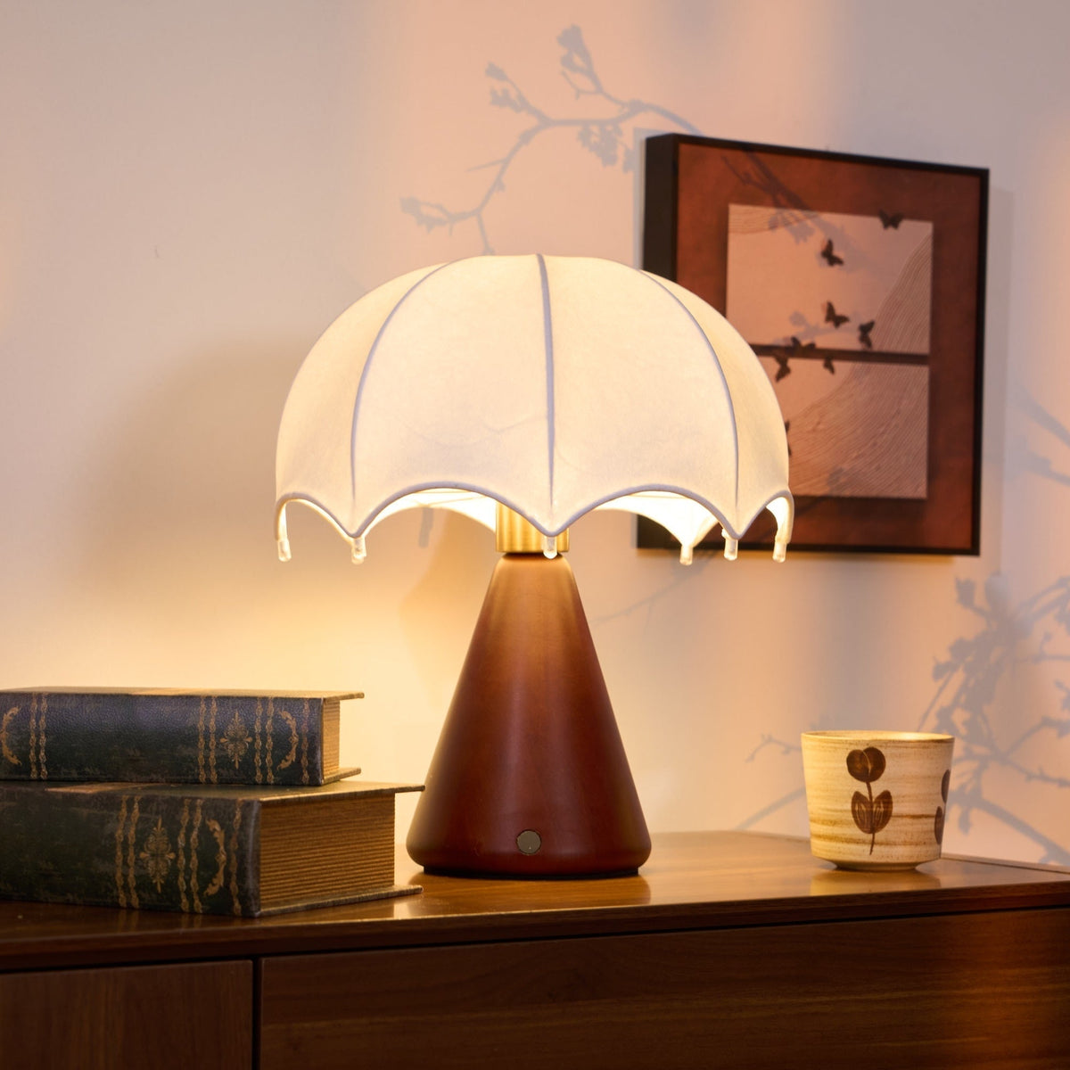 Lampa stołowa Parasol z drewna