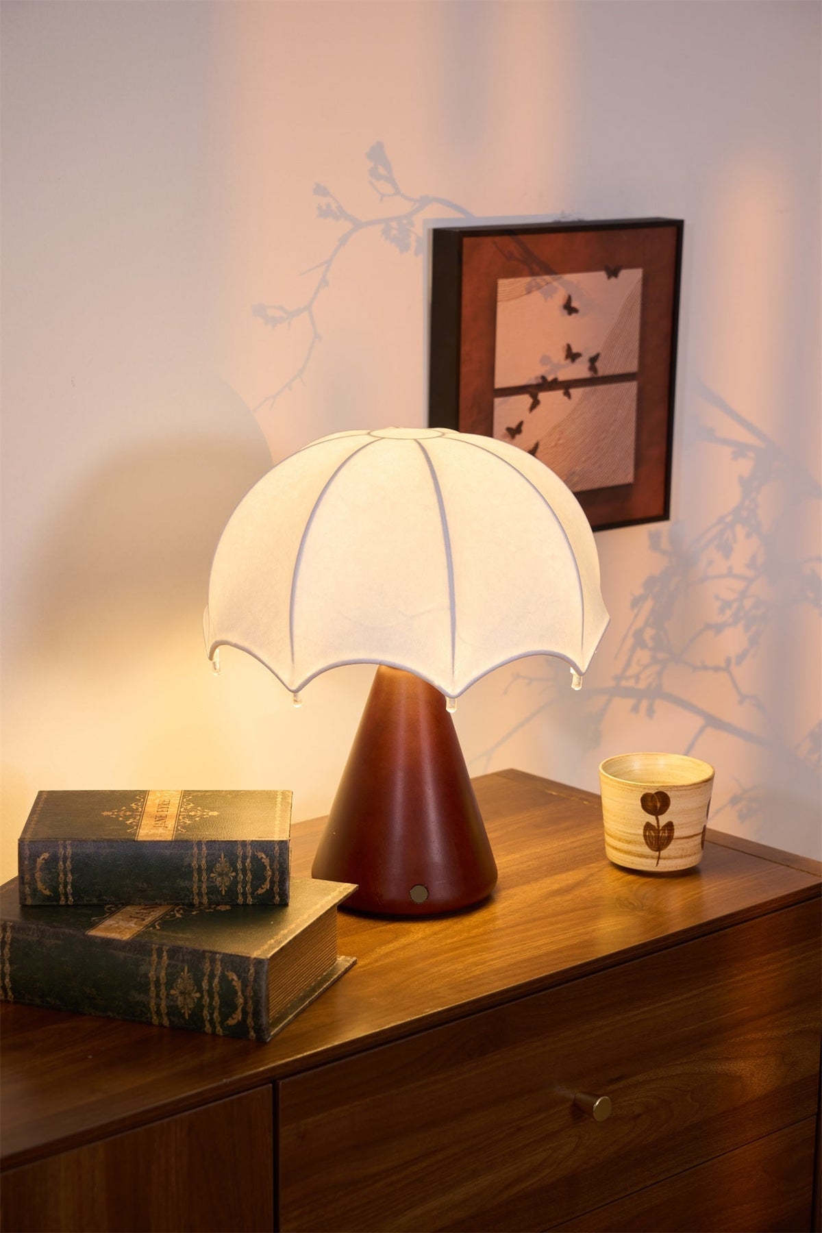 Lampa stołowa Parasol z drewna