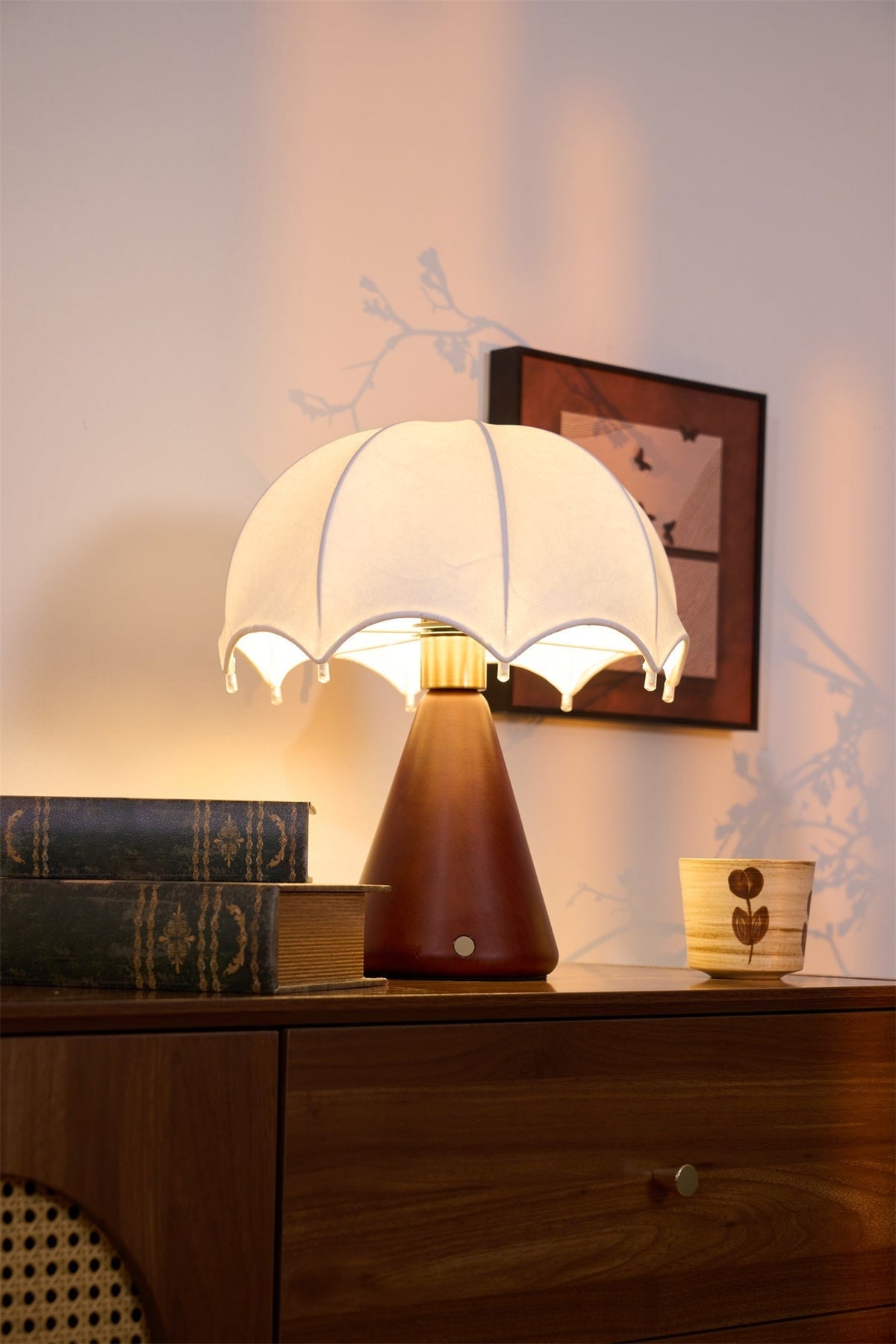 Lampa stołowa Parasol z drewna