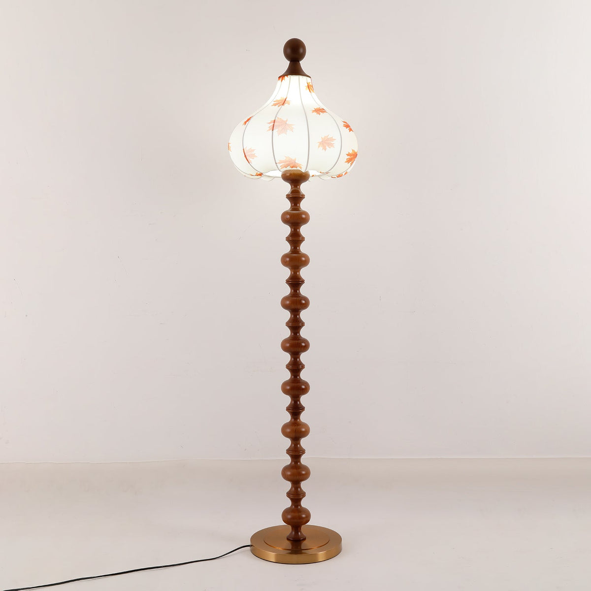 Qrathen drewniana lampa stojąca z płótna w stylu retro