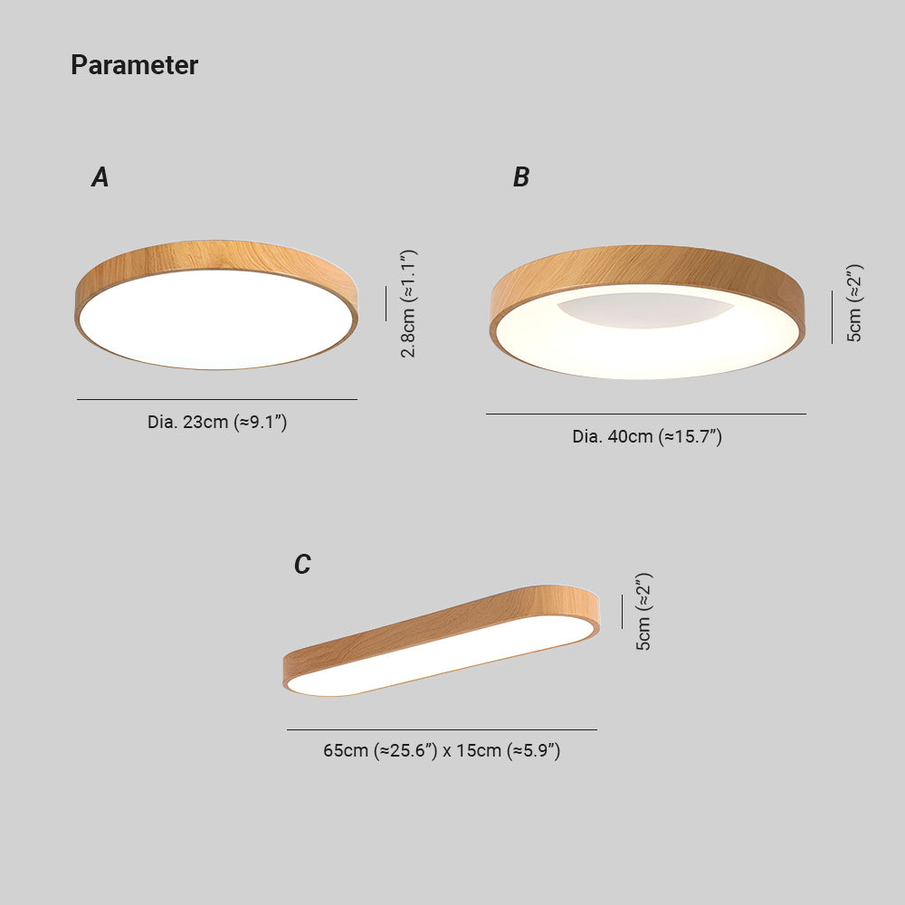 Javlen nowoczesna lampa sufitowa montowana bezpośrednio w stylu minimalistycznym z drewnem