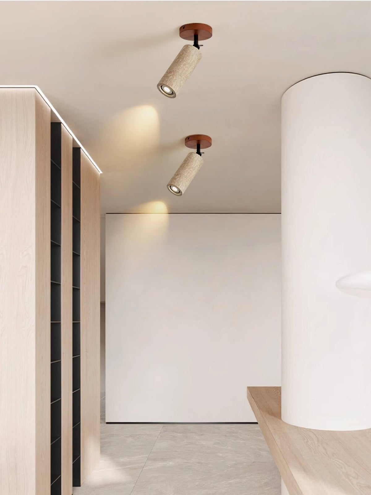 Cesilyra cylindryczna rura Travertine kinkiet