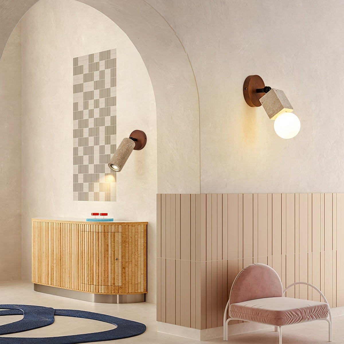 Cesilyra cylindryczna rura Travertine kinkiet