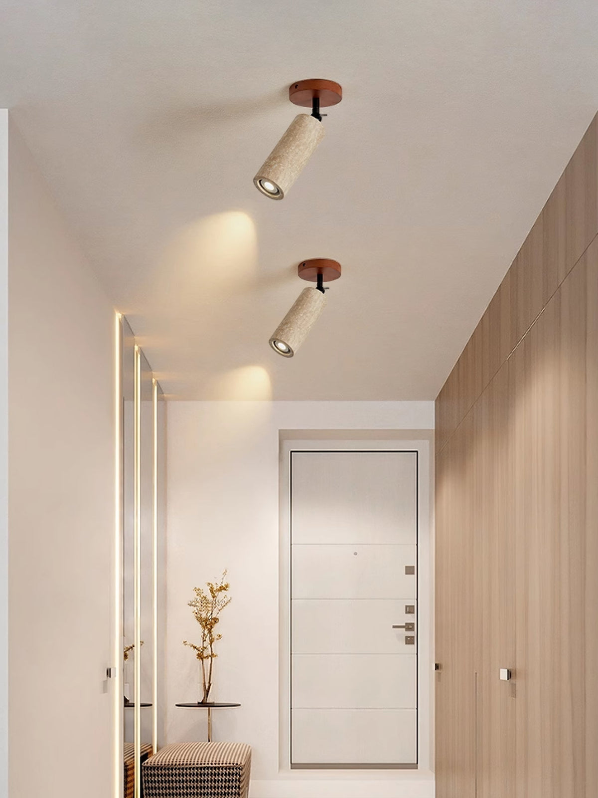 Cesilyra cylindryczna rura Travertine kinkiet