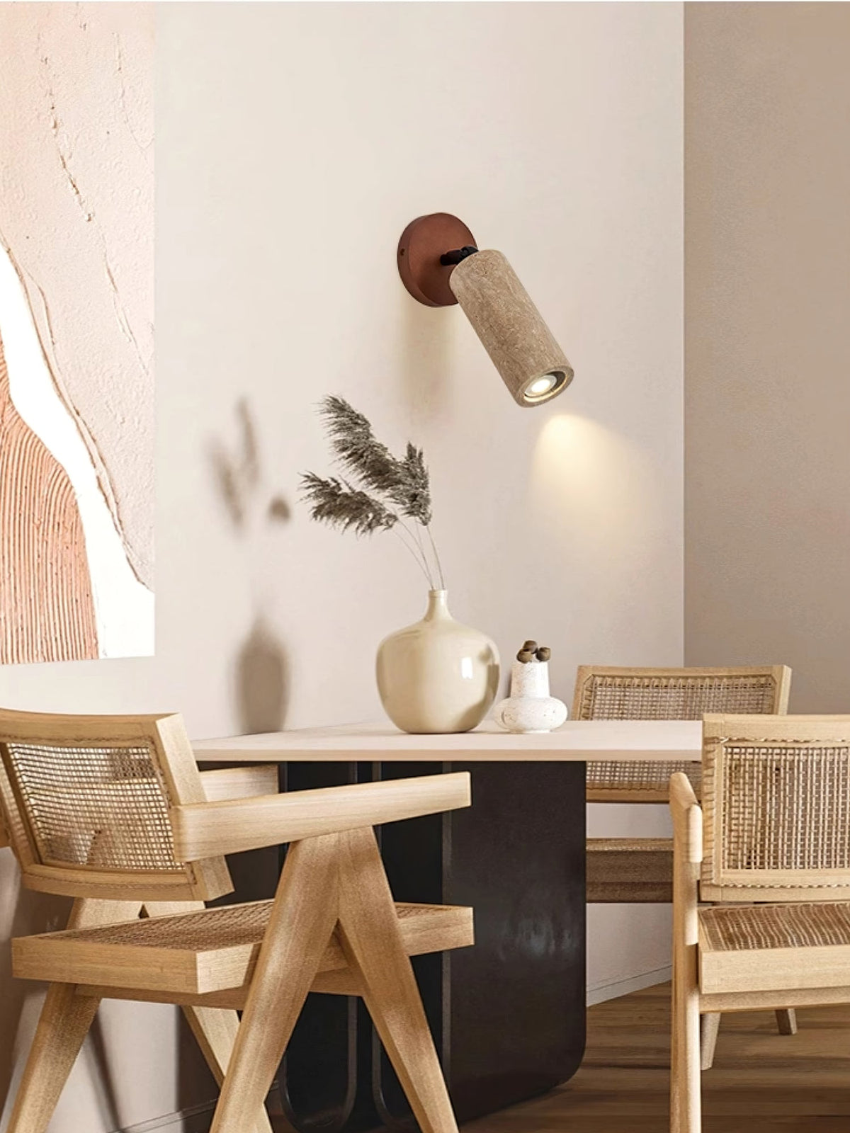 Cesilyra cylindryczna rura Travertine kinkiet