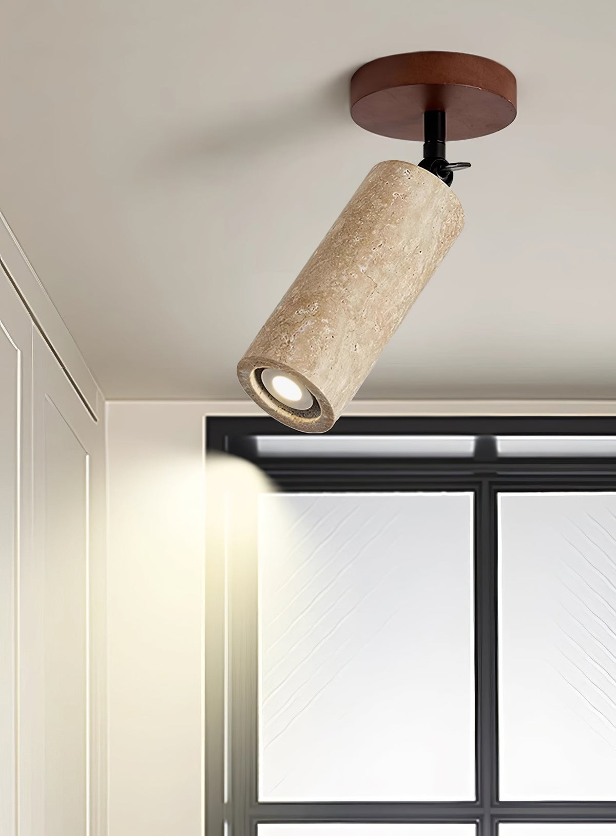 Cesilyra cylindryczna rura Travertine kinkiet