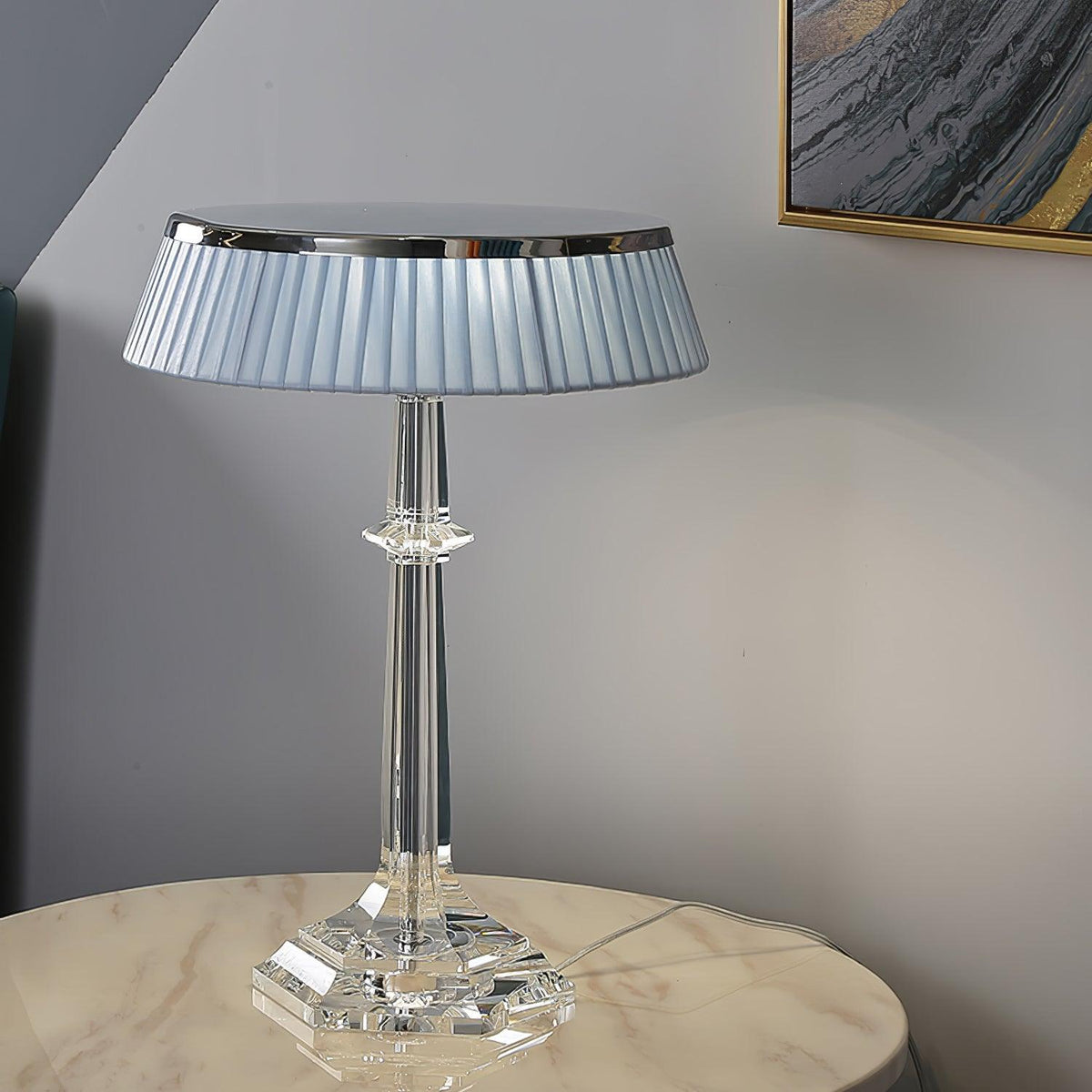 Haloza elegancka lampa stołowa z płótna