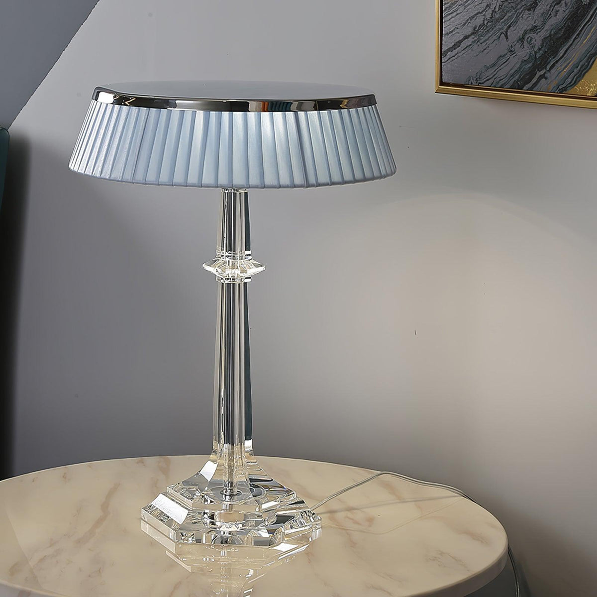 Haloza elegancka lampa stołowa z płótna