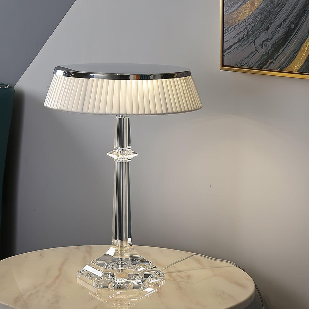 Haloza elegancka lampa stołowa z płótna