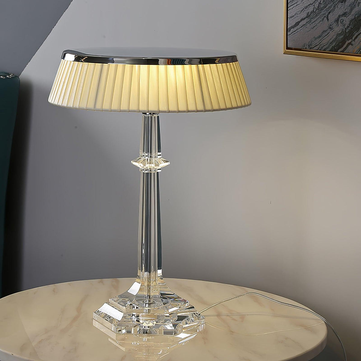 Haloza elegancka lampa stołowa z płótna
