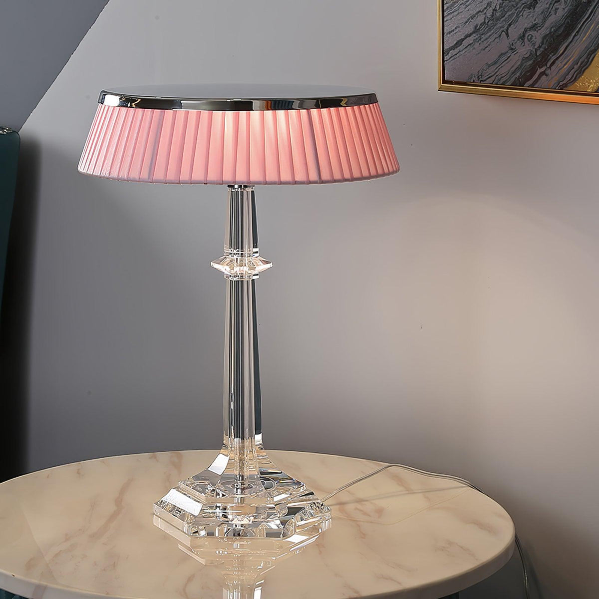 Haloza elegancka lampa stołowa z płótna