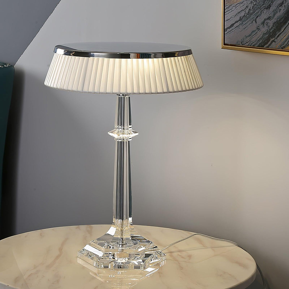 Haloza elegancka lampa stołowa z płótna