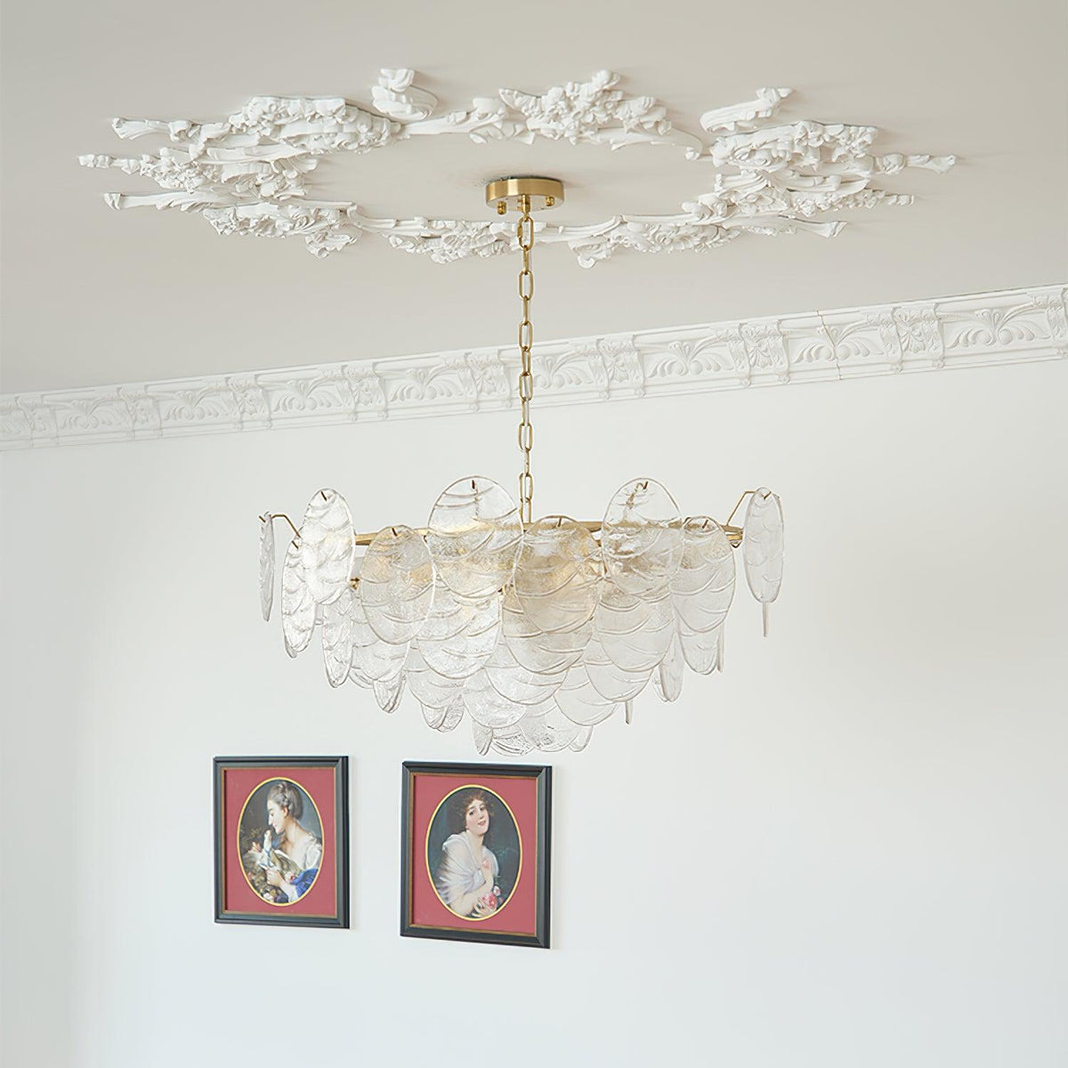 Leaf żyrandol ze szkła w stylu vintage
