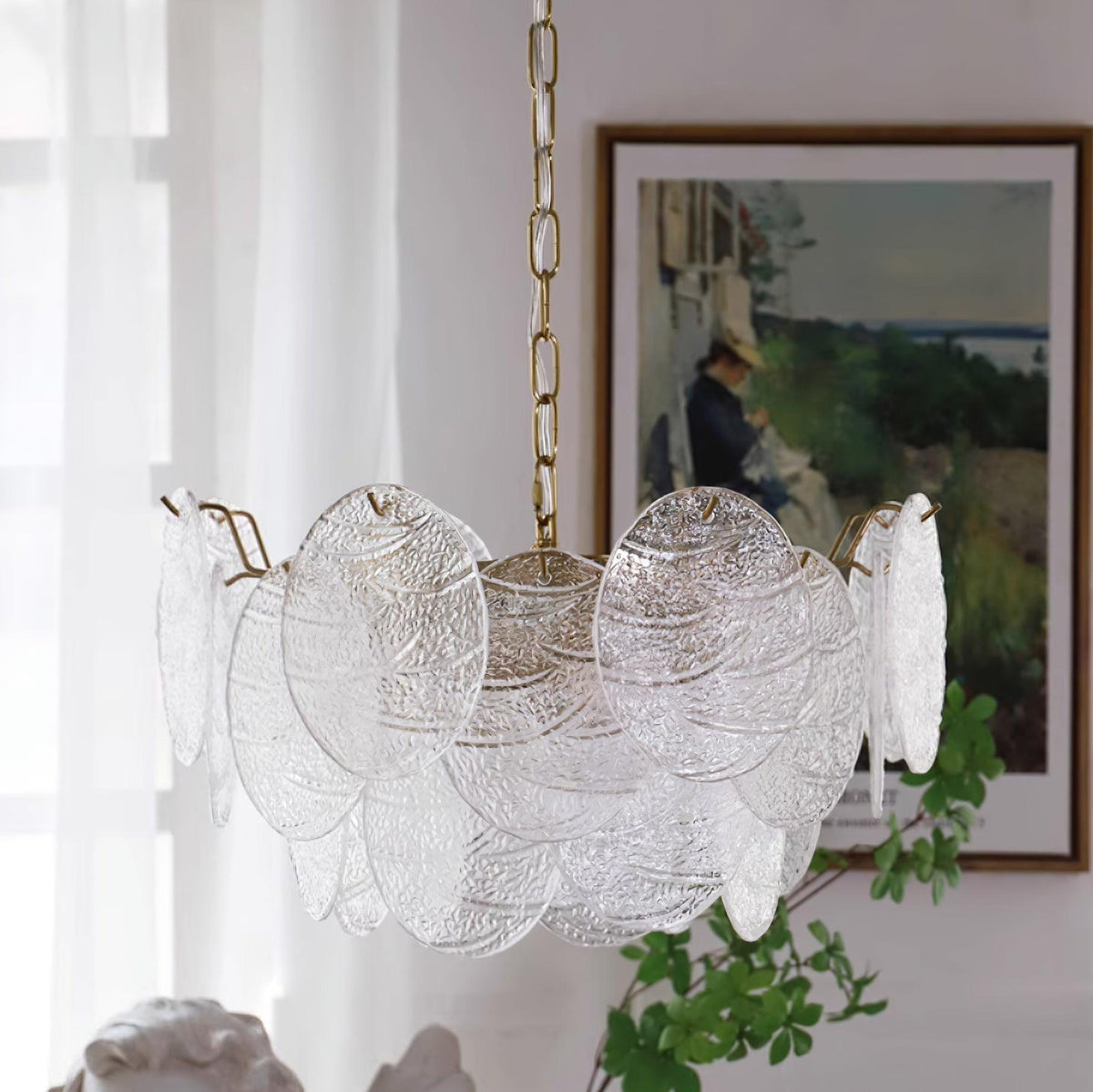 Leaf żyrandol ze szkła w stylu vintage