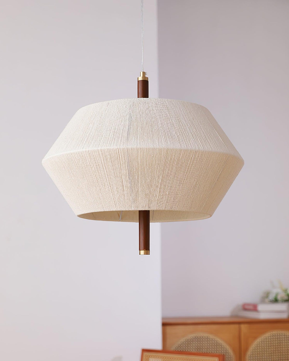 Elowen lampa wisząca z płótna nici bawełnianej orzech włoski naturalny