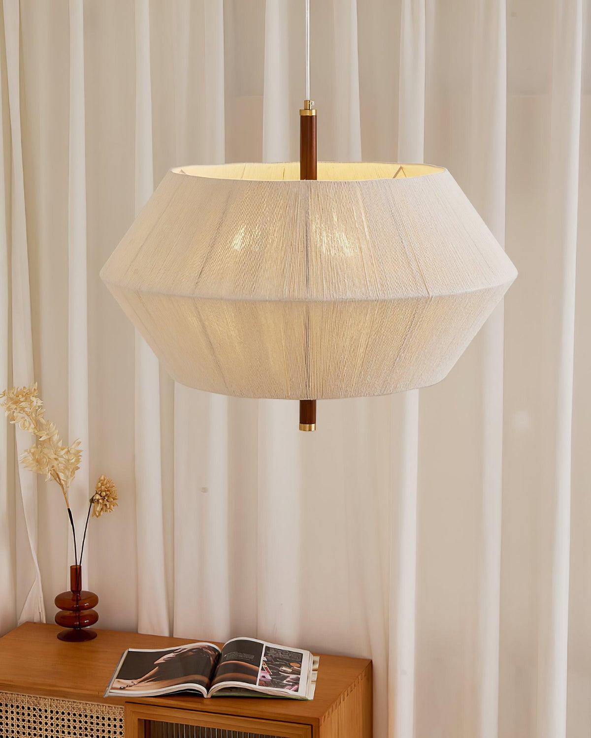 Elowen lampa wisząca z płótna nici bawełnianej orzech włoski naturalny