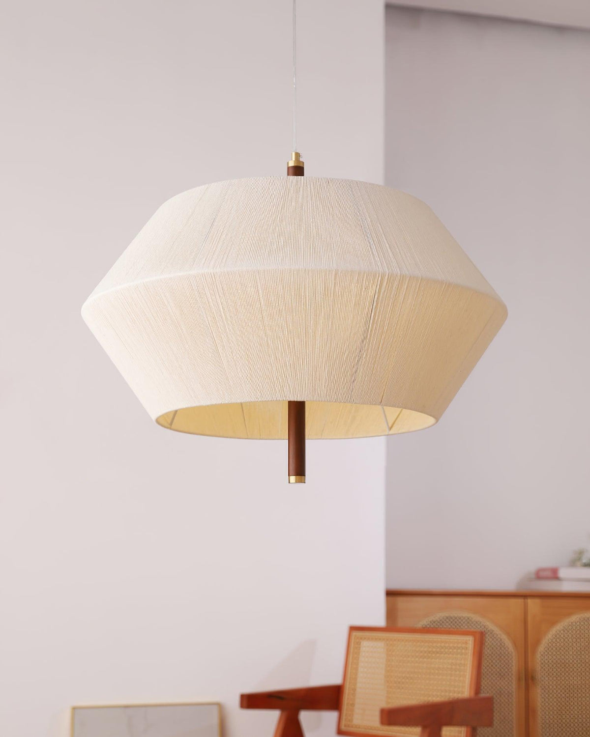 Elowen lampa wisząca z płótna nici bawełnianej orzech włoski naturalny