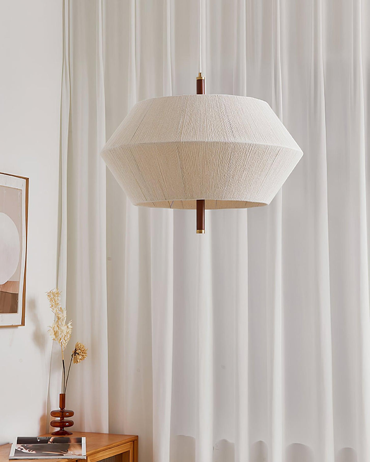 Elowen lampa wisząca z płótna nici bawełnianej orzech włoski naturalny