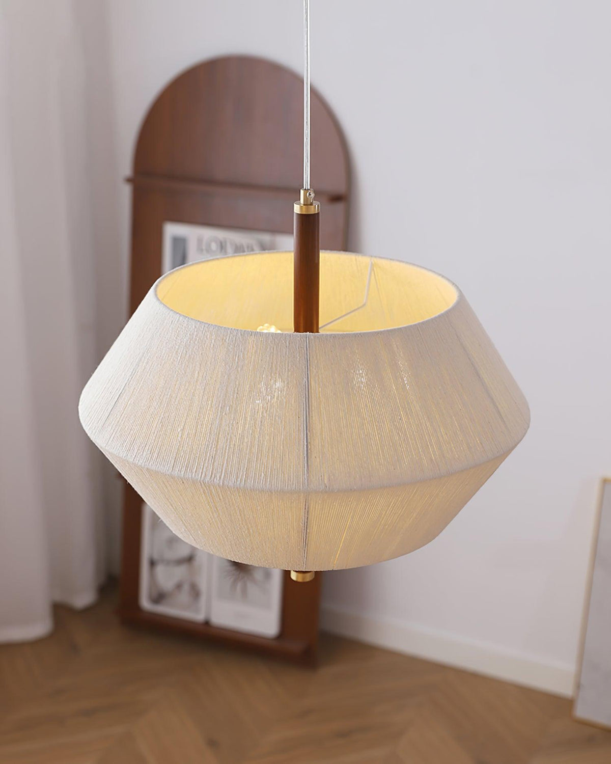 Elowen lampa wisząca z płótna nici bawełnianej orzech włoski naturalny
