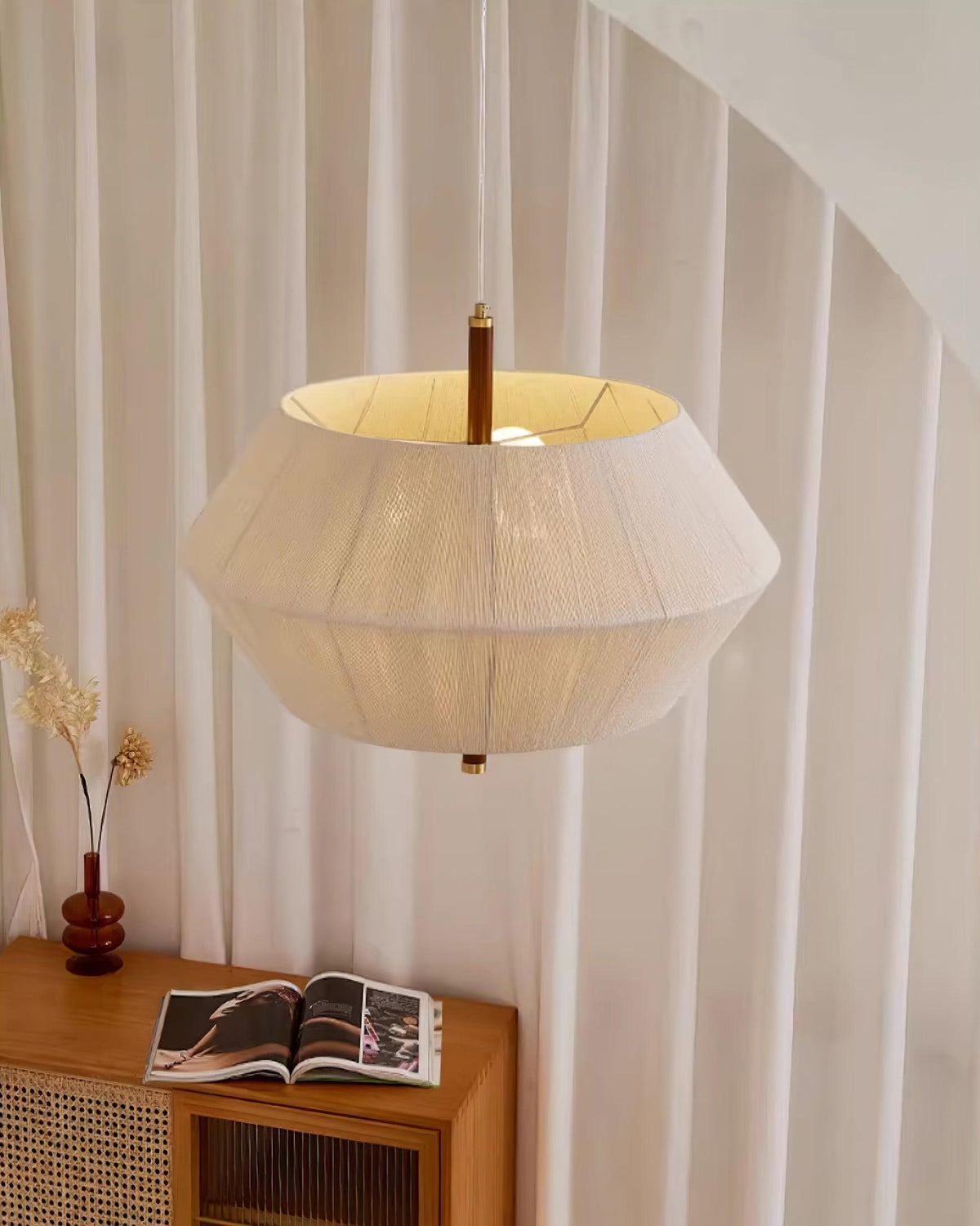 Elowen lampa wisząca z płótna nici bawełnianej orzech włoski naturalny