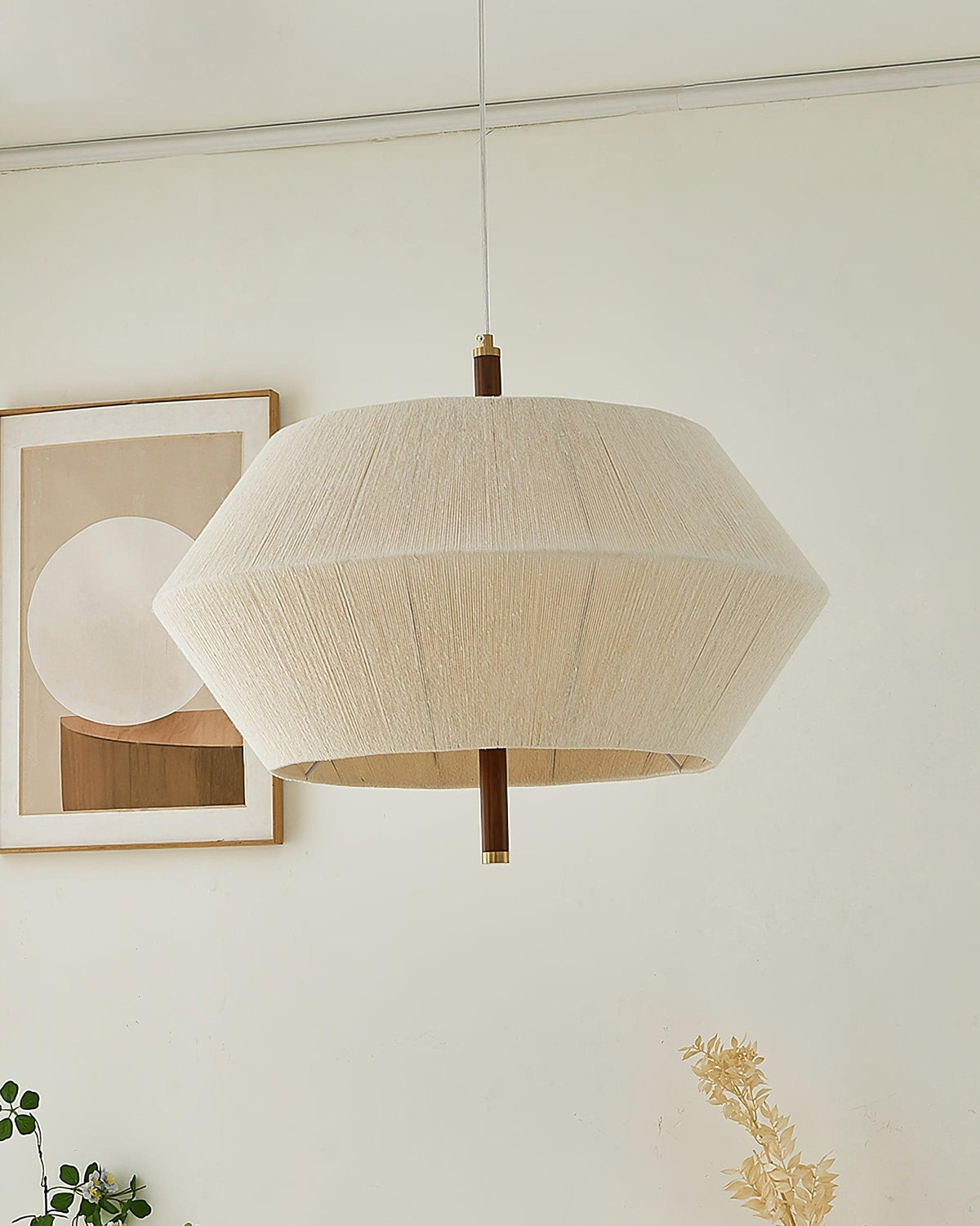 Elowen lampa wisząca z płótna nici bawełnianej orzech włoski naturalny