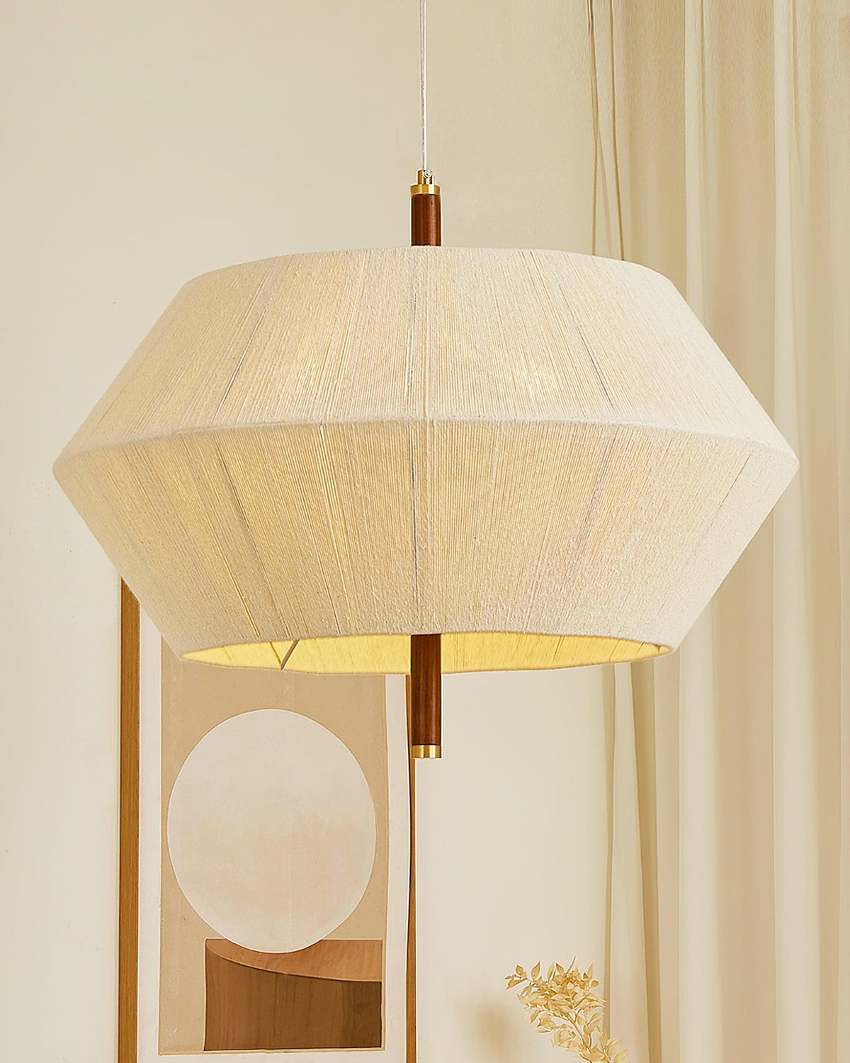 Elowen lampa wisząca z płótna nici bawełnianej orzech włoski naturalny