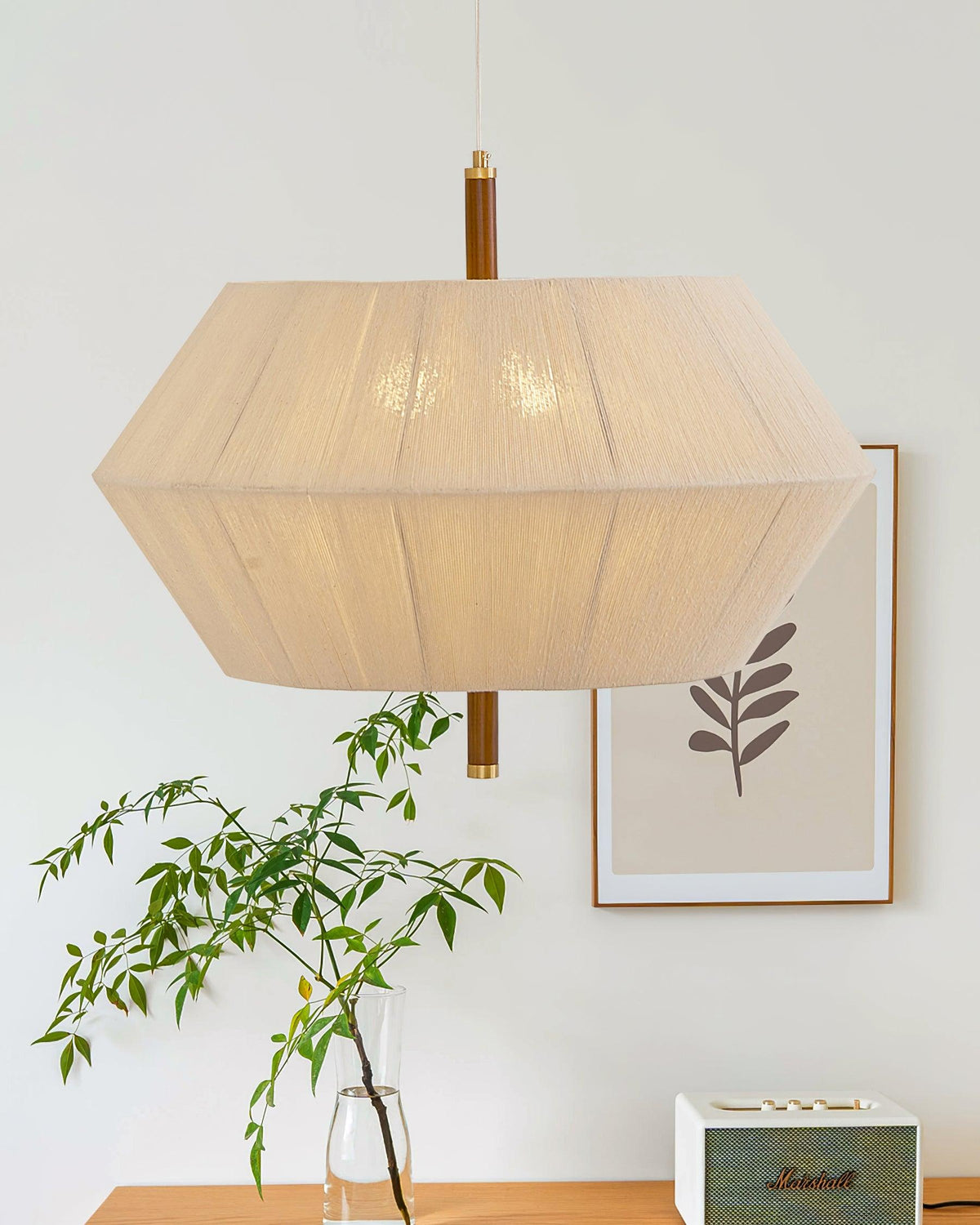 Elowen lampa wisząca z płótna nici bawełnianej orzech włoski naturalny