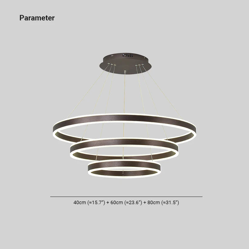 Arisha Moderne Minimaliste Coffee LED lampa wisząca, 3 pierścień