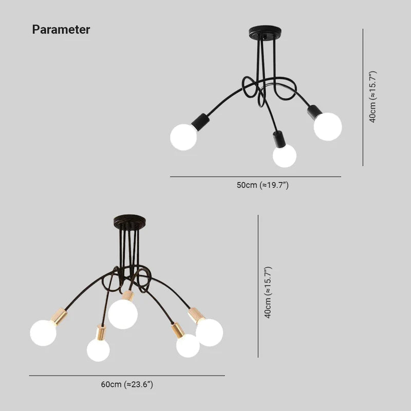 Arisha nowoczesna liniowa lampa sufitowa z krzywą metalową, pokój jadalny/salon