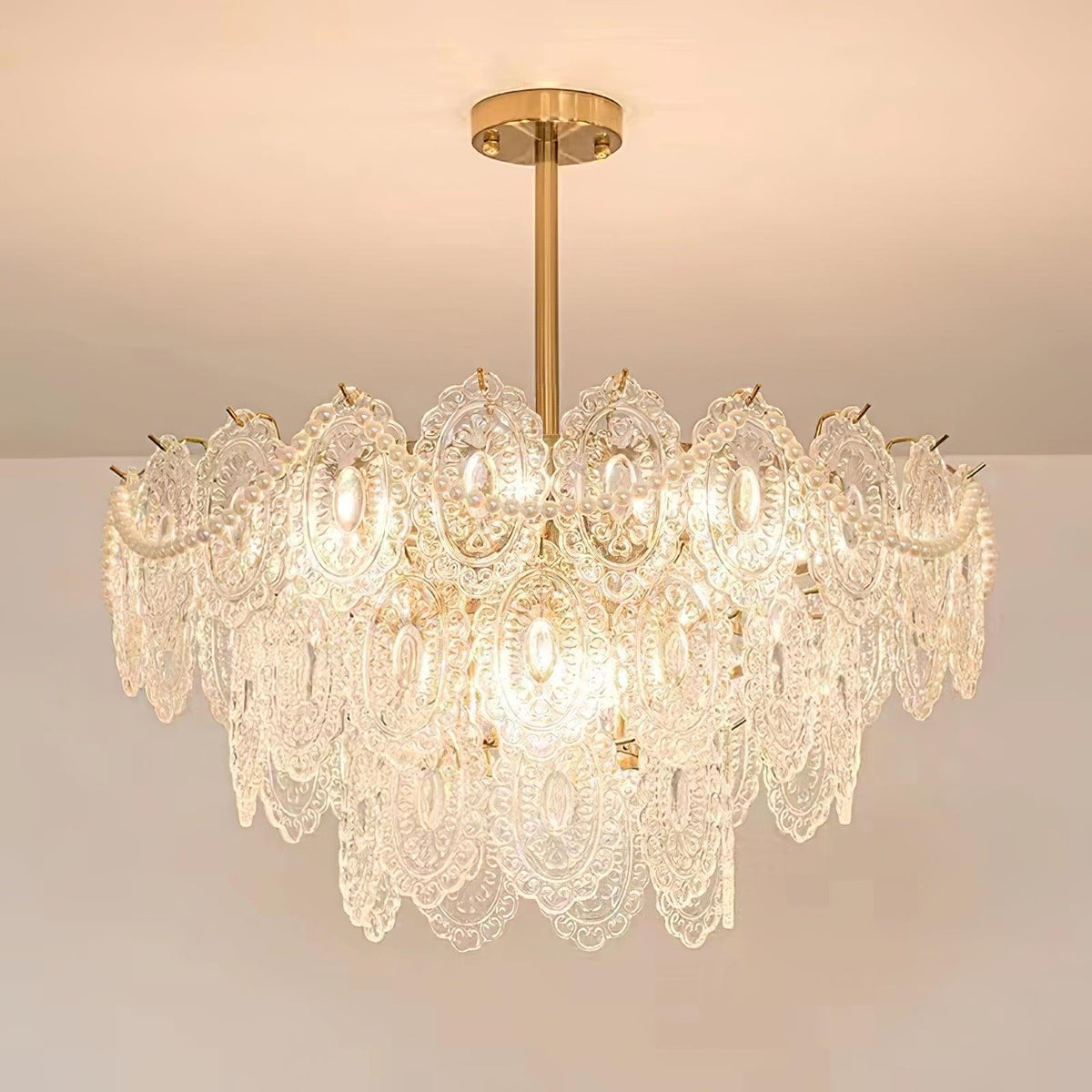 Orieleon żyrandol Wave Pearl Gold w stylu nowoczesnym