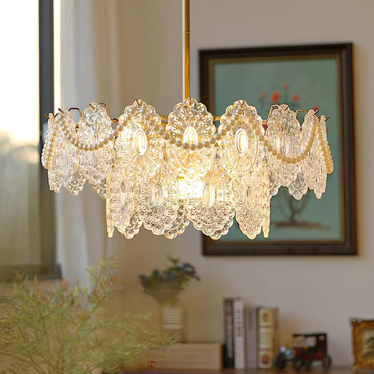 Orieleon żyrandol Wave Pearl Gold w stylu nowoczesnym