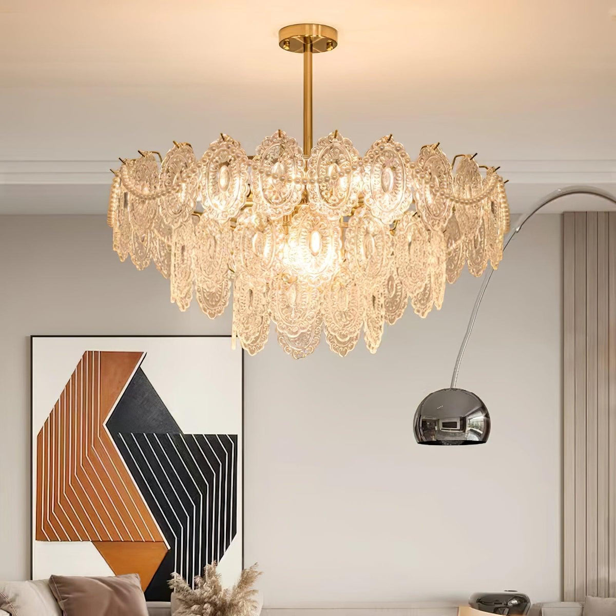 Orieleon żyrandol Wave Pearl Gold w stylu nowoczesnym