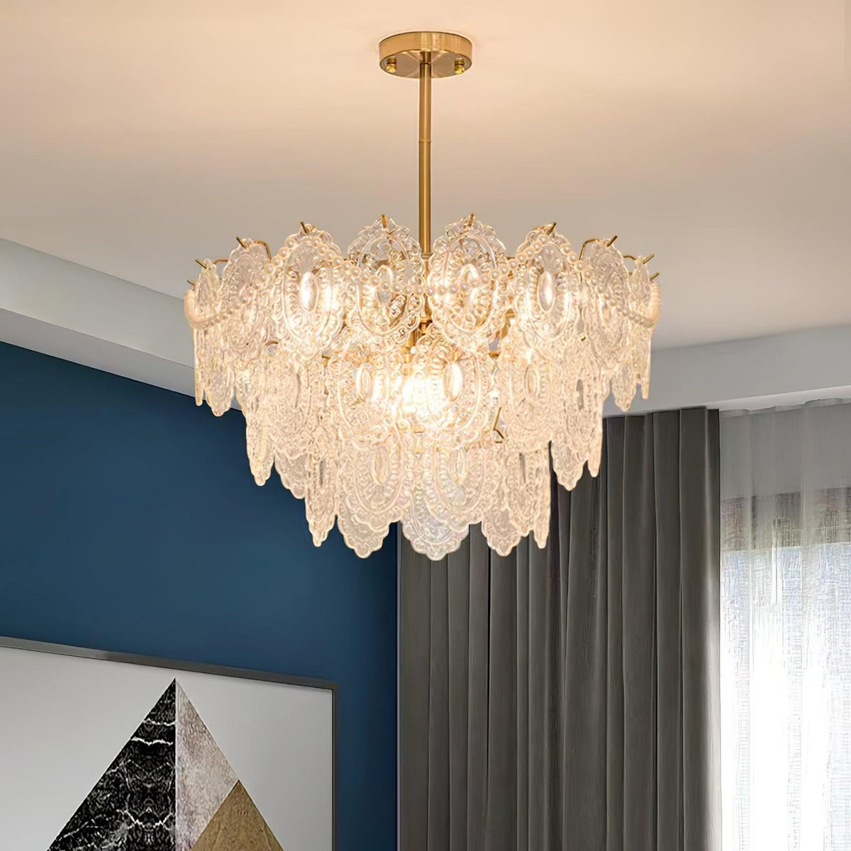 Orieleon żyrandol Wave Pearl Gold w stylu nowoczesnym