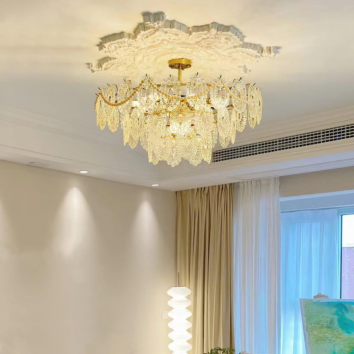 Orieleon żyrandol Wave Pearl Gold w stylu nowoczesnym