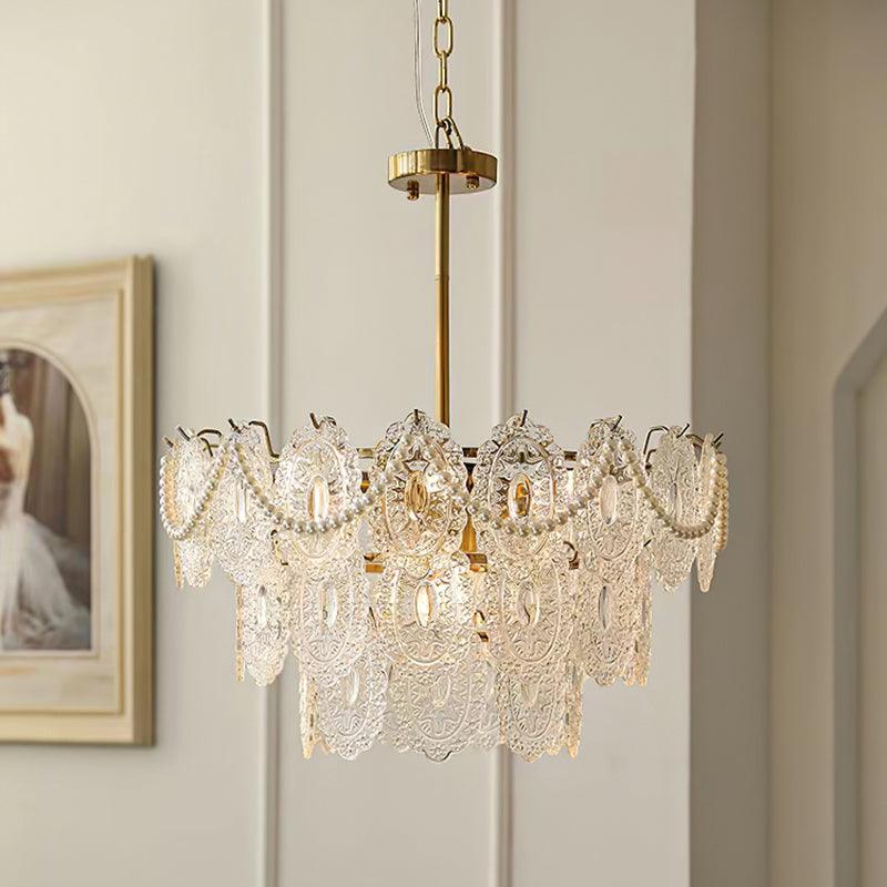 Orieleon żyrandol Wave Pearl Gold w stylu nowoczesnym