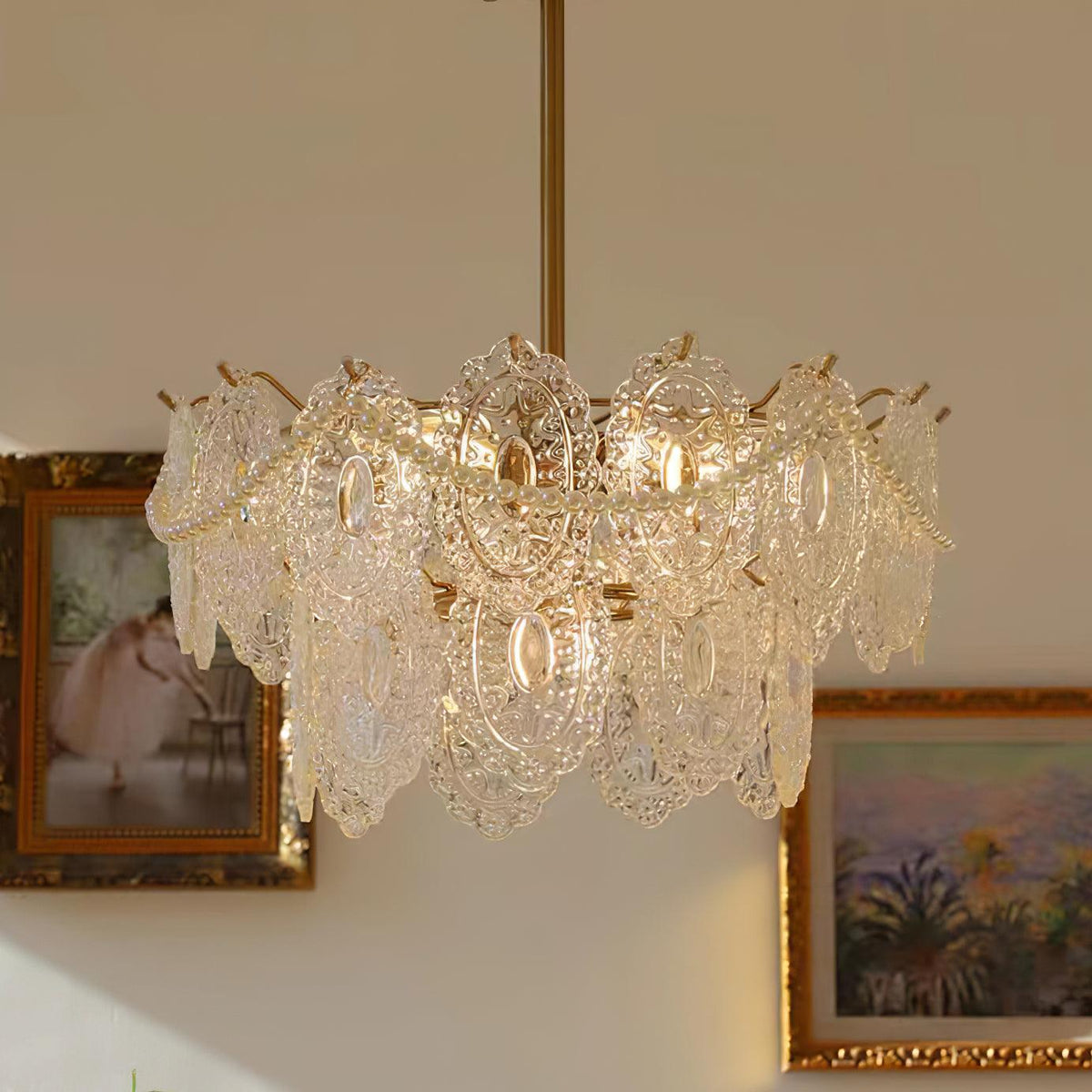 Orieleon żyrandol Wave Pearl Gold w stylu nowoczesnym