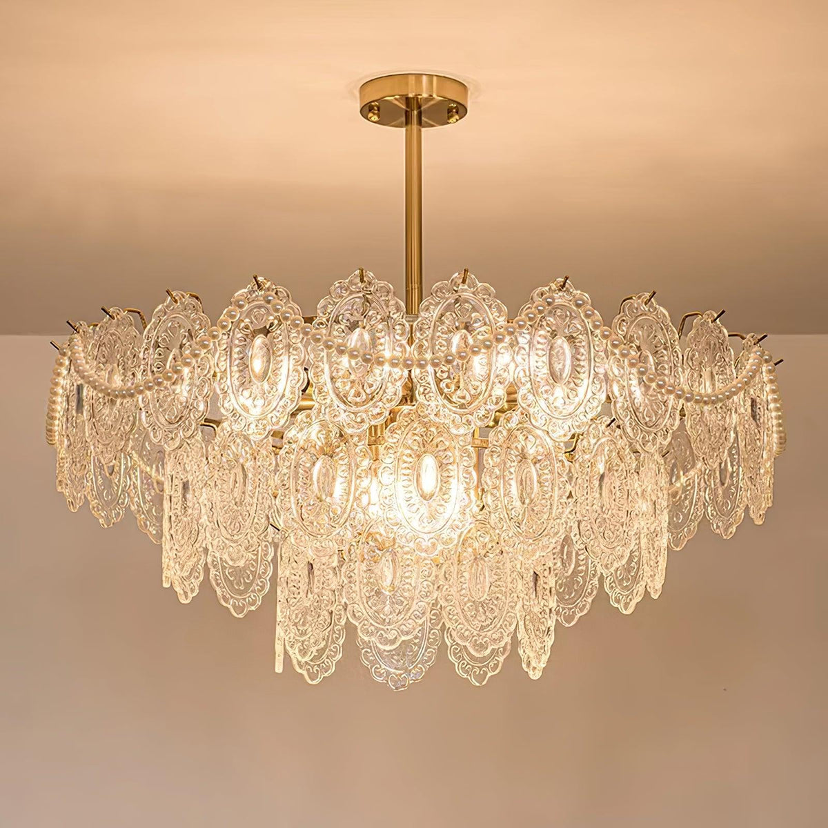 Orieleon żyrandol Wave Pearl Gold w stylu nowoczesnym