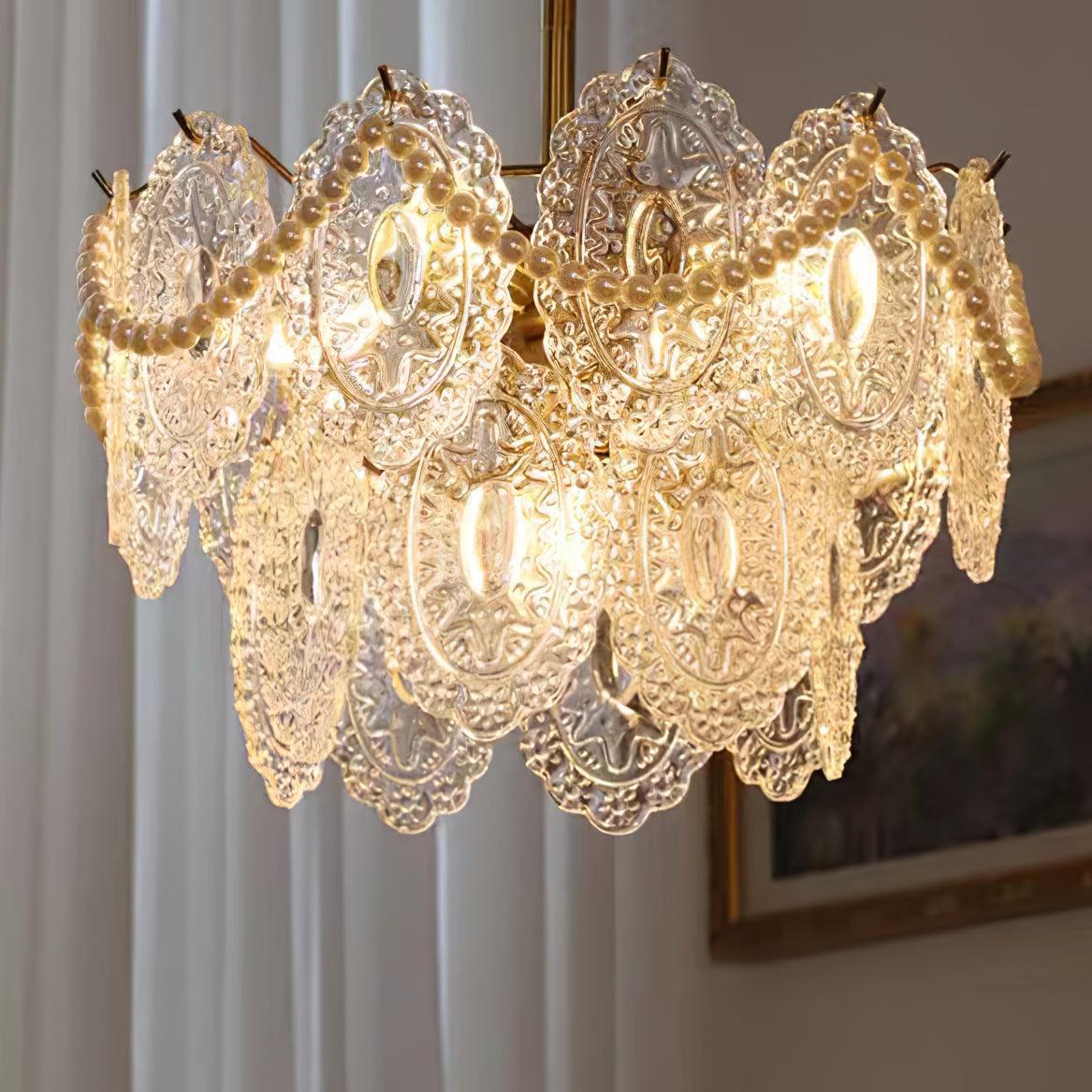 Orieleon żyrandol Wave Pearl Gold w stylu nowoczesnym