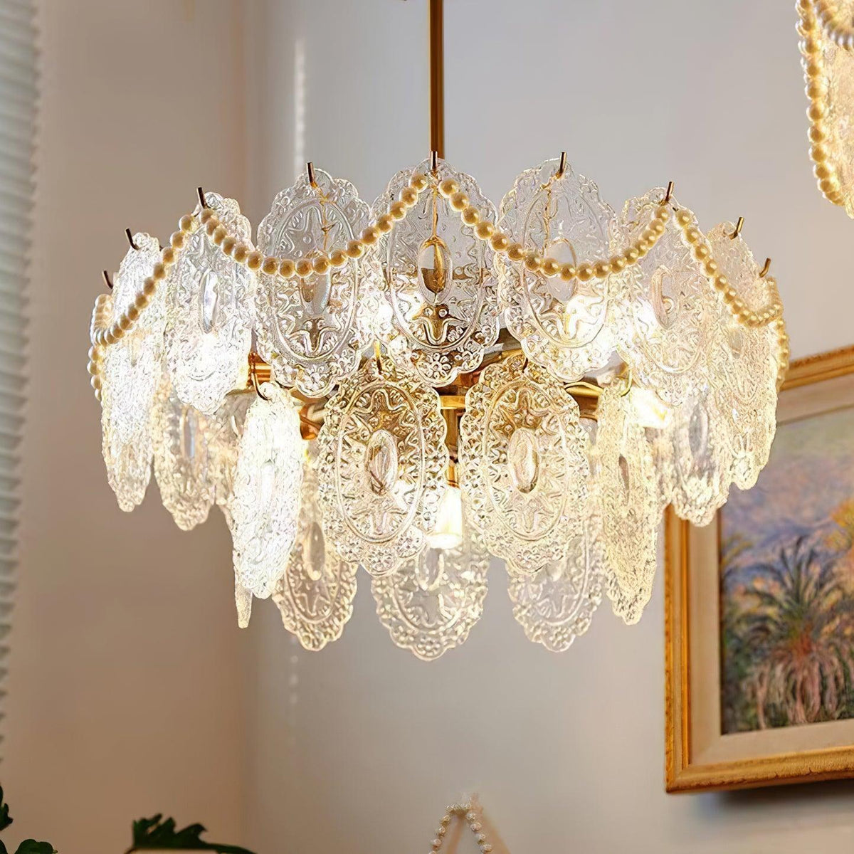 Orieleon żyrandol Wave Pearl Gold w stylu nowoczesnym