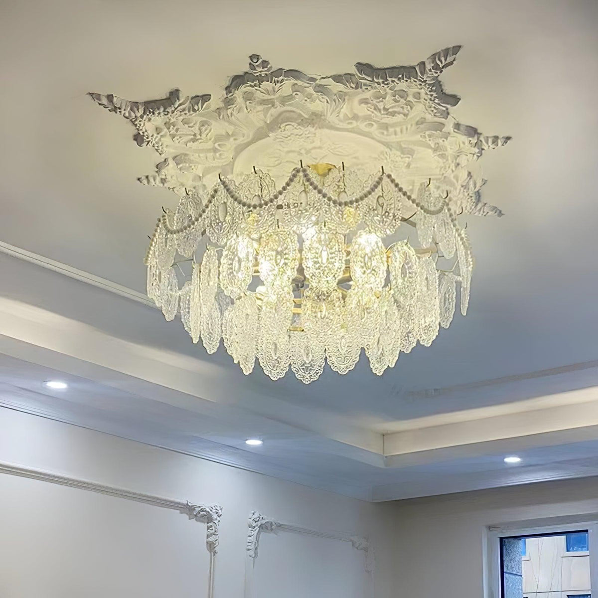 Orieleon żyrandol Wave Pearl Gold w stylu nowoczesnym
