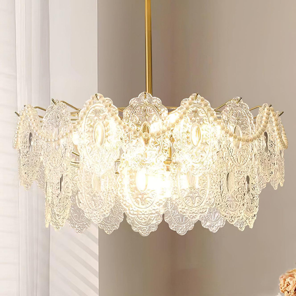 Orieleon żyrandol Wave Pearl Gold w stylu nowoczesnym