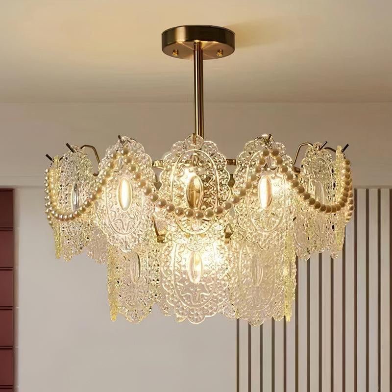 Orieleon żyrandol Wave Pearl Gold w stylu nowoczesnym