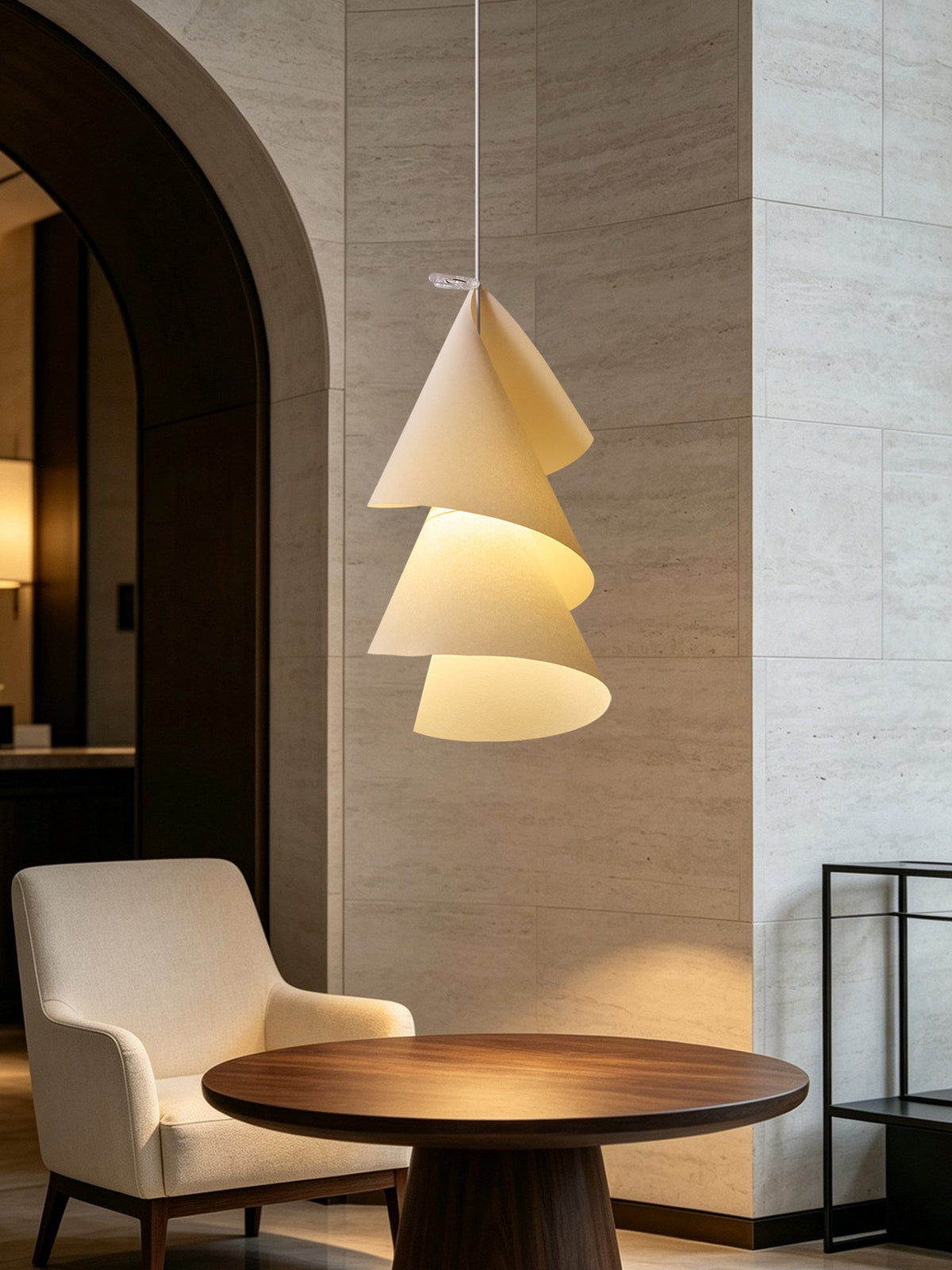 Southvale4 Lampa wisząca z papierowym kloszem stożkowym