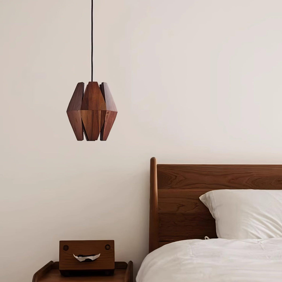Miro lampa wisząca z geometrycznym kloszem drewnianym ciepłe światło nordycki minimalistyczny akcent