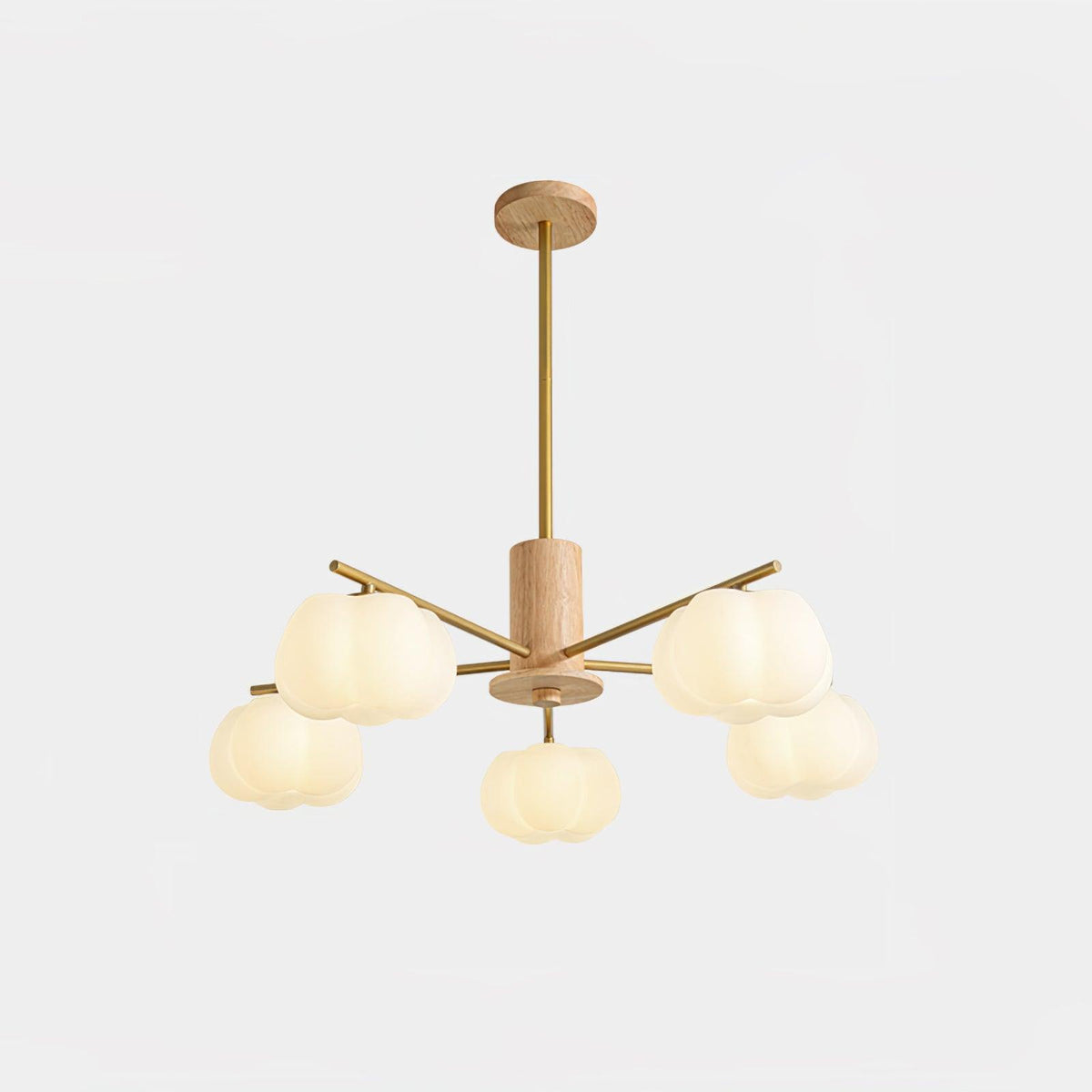 Sylanira żyrandol drewniane bawełniane kule złoto PE