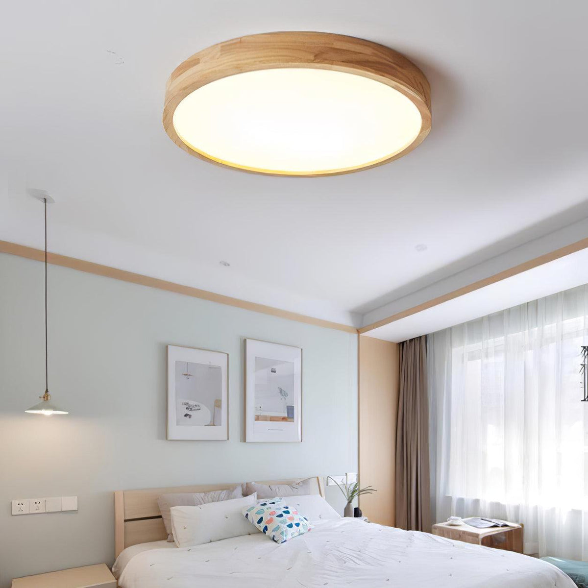 Aldalaya lampa sufitowa drewniana geometryczna LED